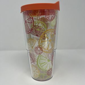 NEW Tervis Tumbler With Lid 24 oz. TROPICAL Orange Lemon Fruit Slice Wrap